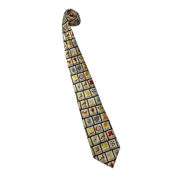 Museum Artifacts Spanish Teacher Lotteria Silk Tie - Picture 2 of 4